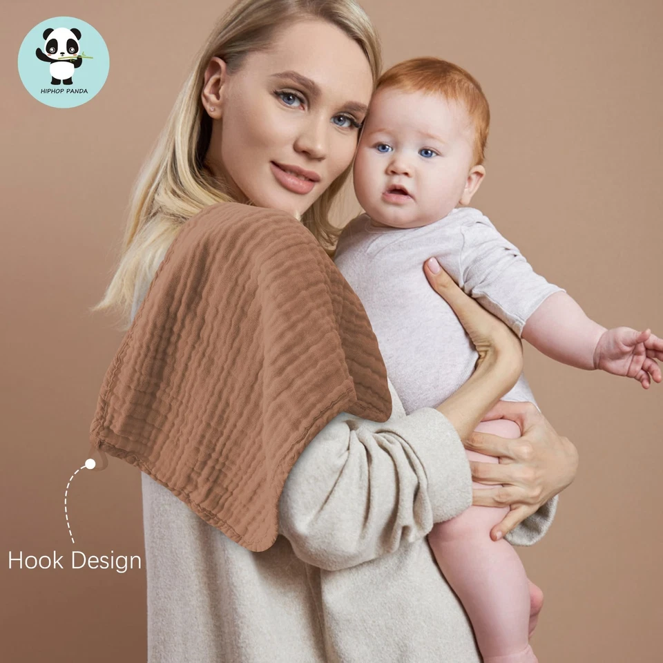 Paquete de 10 paños para eructar de muselina de 20x10 pulgadas, algodón absorbente ultra suave baba para bebé Ra Foto 2 de 4