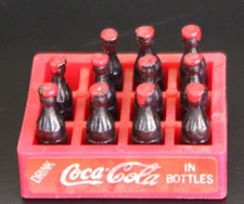 VINTAGE LOT OF 12 PCS DOLL HOUSE COCA COLA CASE 1 3/4" WIDE W/11 LOOSE BOTTLES
