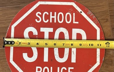 Vintage School Police Stop Sign Crossing Guard Wood Handle