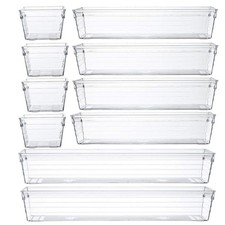 Backerysupply Clear Plastic Drawer Organizer Tray Assorted,Set of 10,