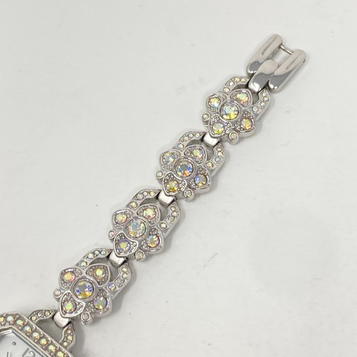 Kirks Folly Watch Women 20mm Silver Tone Aurora Borealis Bling New Battery 7" - Picture 19 of 20