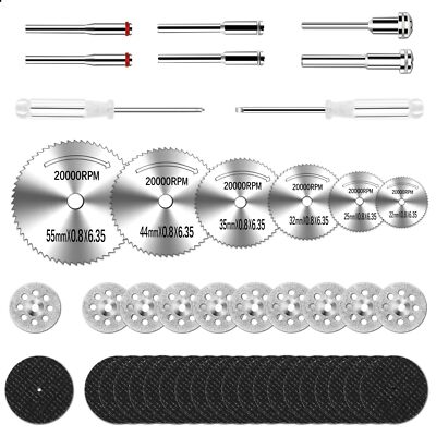 44Pcs Cutting Wheel Kit for Dremel Rotary Tools Mini HSS Circular Saw Blades ...