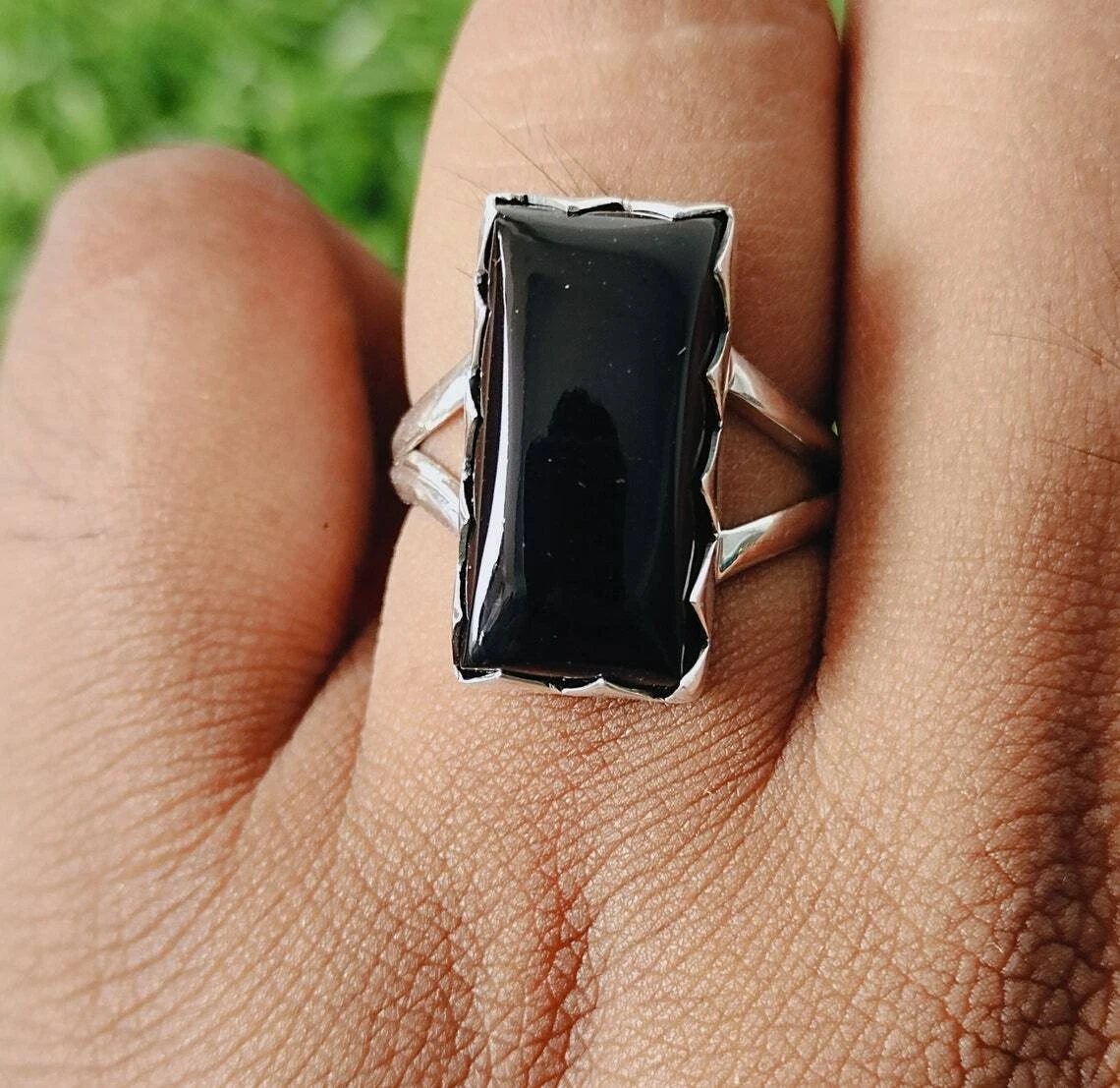 Natural Black Onyx Ring 925 Sterling Silver Handmade Ring Gift All Sizes 3 to 14