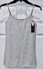 MAIDENFORM Light Control Smoothing Heather Grey Cotton Cami Tank Top Womens Sz M