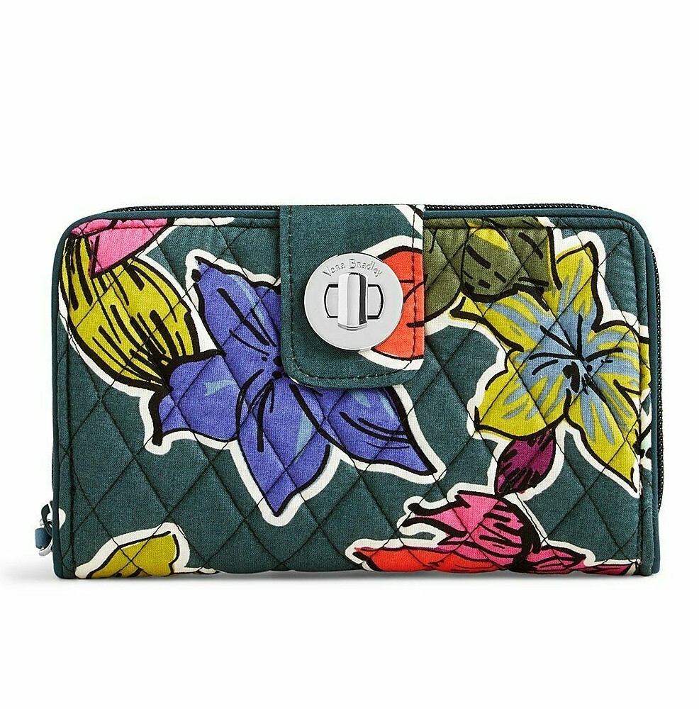 Vera Bradley RFID Turnlock Wallet Falling Flowers