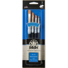 Plaid Folkart Premium Pinsel -Soft Grip - Angular Set 4tlg
