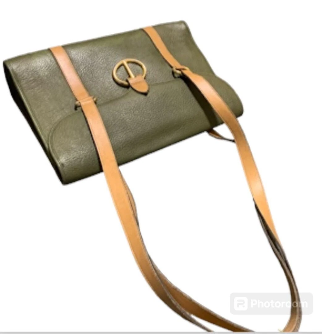 Sac bandoulière Dior cuir kaki authentique E0919272