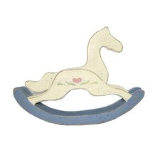 Vintage Wood Rocking Horse 11"x 14" Toy Decor Farmhouse Rustic Baby Boy Girl