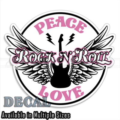 Peace Love Rock N Roll Decal Sticker
