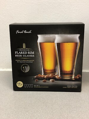 Final Touch GG502804 17 oz Clear Crystal Brewhouse Beer Glass Gift Set