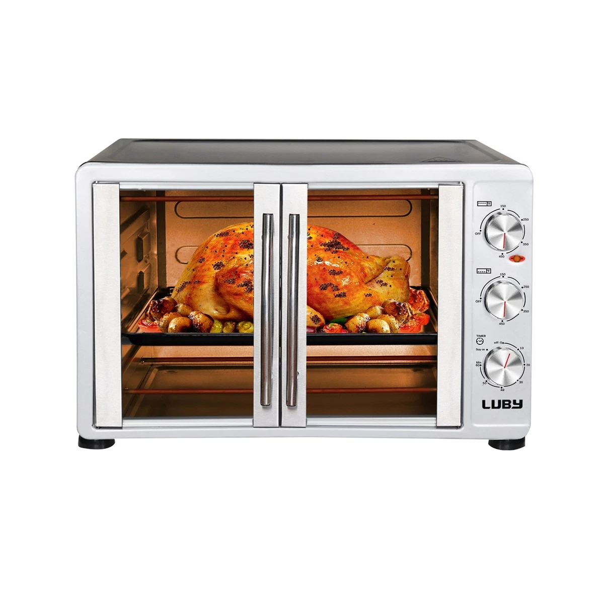 LUBY Large Toaster Oven Countertop, French Door Designed, 55L, 18 Slices,  14' 4895202702113