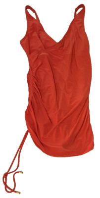 Beyond Control One Piece Rouched Swimsuit Swim Dress Red Orange Womens 14 