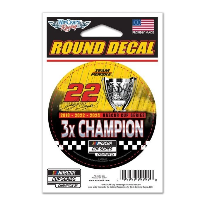WinCraft NASCAR – Autocollant Joey Logano 4x4 Perfect Cut Color – Taille Unique, Couleurs Officielles De L’équipe, Fabriqué Aux USA