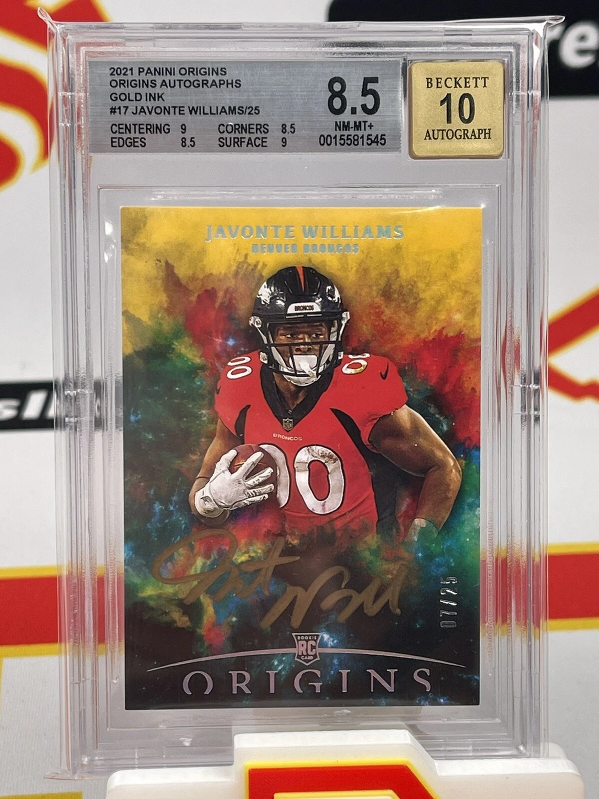 Javonte Williams Panini Origins Origins Autographs #OAJWI Silver Ink