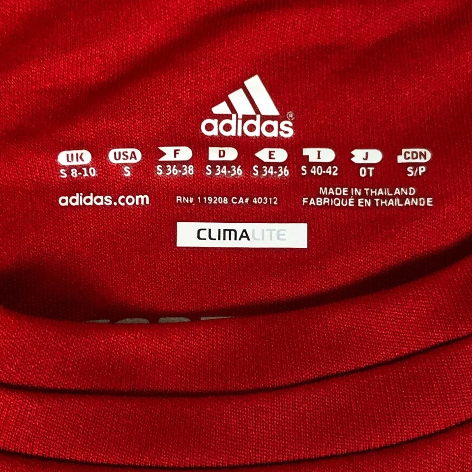 Kansas Jayhawks Mujer Camisa Pequeña Adidas Rojo Blanco Camiseta Manga Corta Baloncesto Foto 4 de 4