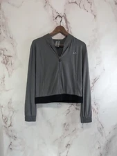 TLF Apparel Jacket Womens Medium Maddox Gray Half Zip Jacket Crop Athletic