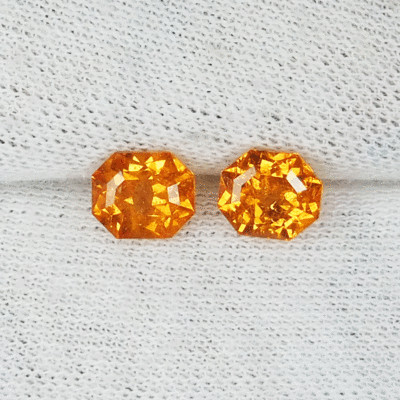 2.58Cts Best Luster Fanta Orange Natural Mandarin Garnet Fancy Octagon Pair..!!