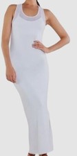 $198 Anatomie Women's White Taya Mesh-Trim Racerback Maxi Dress Size M