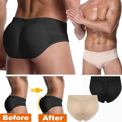 Men Padded Underwear Boxers Briefs Butt Lifter Enhancer Shorts Body Shaper S-2XL