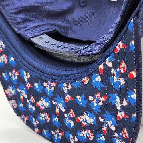Sonic The Hedge Hog Sega Kids Baseball Style Snap Back Hat Navy Blue Visor Print - Picture 5 of 15