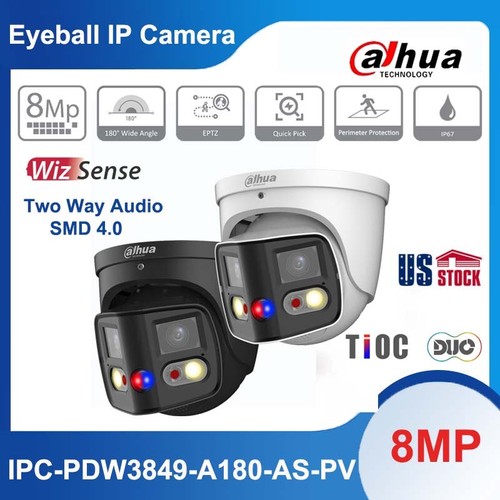 Dahua IPC-PDW3849-A180-AS-PV 8MP 180° Panoramic 2-Way Talk TiOC SMD4.0 IP Camera