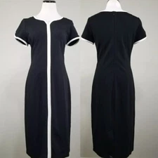 Nwt Talbots Black White Contrast Trim Dress Size 4 Womens Career Corpcore Sheath