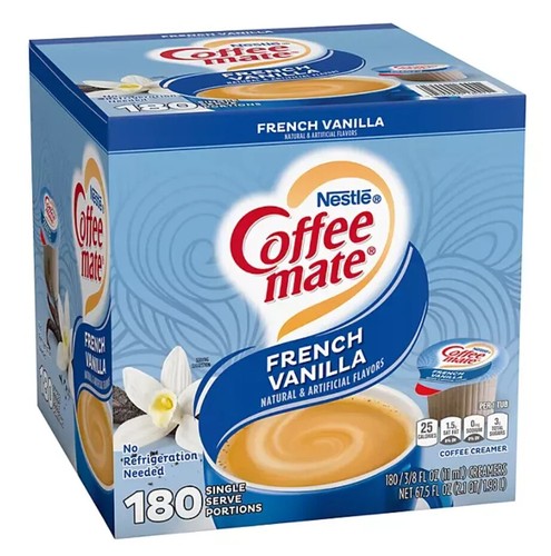 Nestle Coffee-Mate Coffee Creamer Liquid Creamer Singles, French Vanilla, 180 ct