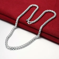 18"-30" Mens Womens 925 Sterling Silver 6mm Smooth Round Box Link Chain Necklace