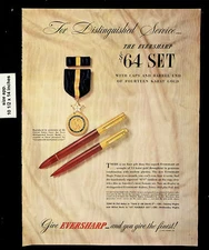 1945 Eversharp Pen Set Fourteen Karat Gold Navy Writing Vintage Print Ad 23115