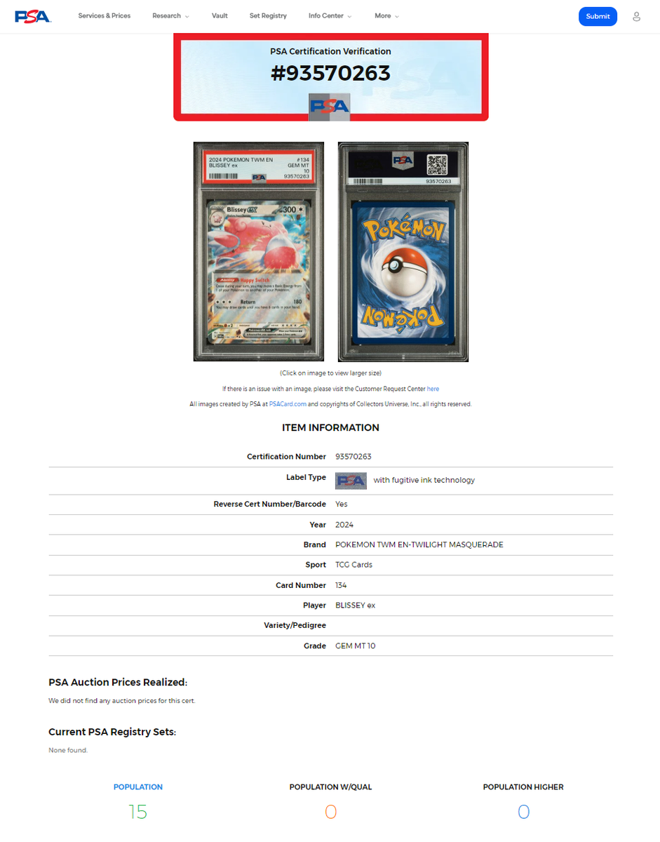BLISSEY EX 134/167 Twilight Masquerade 💎PSA Gem Mint 10 BLISSEY EX 134/167 Twilight Masquerade 💎PSA Gem Mint 10