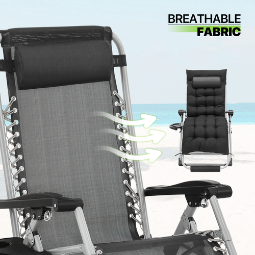 Foldable Zero Gravity Chair Outdoor Chair Beach Lounge Chaise Removable Cushion - Picture 9 of 12