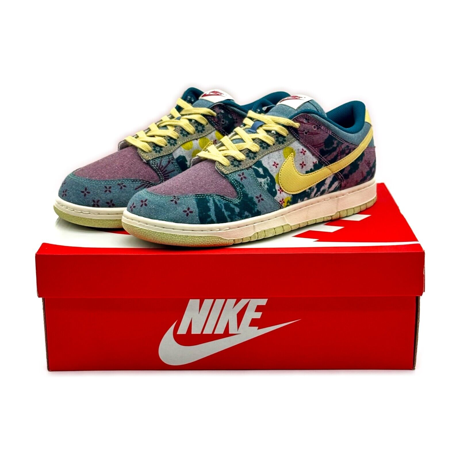 CZ9747-900 Nike Dunk Low Community Garden Midnight Turquoise Cardinal Red  Lemon