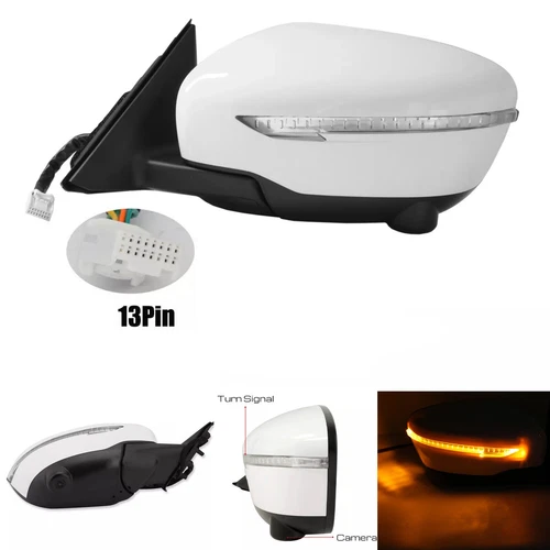 For 14-19 Nissan Rogue Driver Side Mirror with Camera Power Fold Signal 13pin L