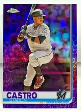 Starlin Castro 2019 Topps Chrome PURPLE Refractor #'d 101/299 - MIAMI MARLINS