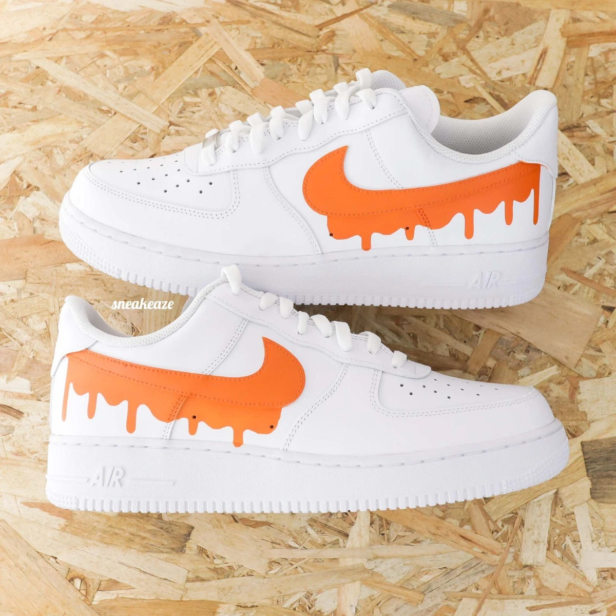 Nike Air Force 1 Low White (Orange Custom Swoosh)