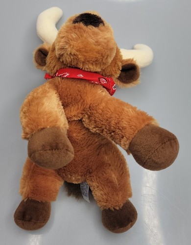 Aurora Stuffed 11" Plush Bull With Red Bandana, Branded with A Leather Star - Picture 3 of 7