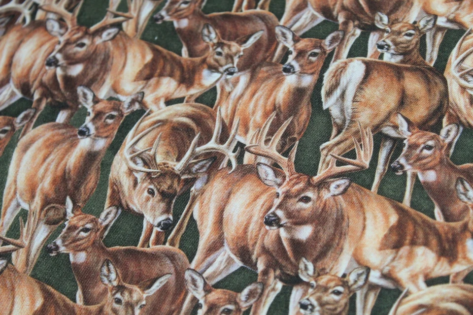 TELA DE CIERVO COLA BLANCA Fat Quarter FQ {100% ALGODÓN} Cabaña Bosque Salvaje Foto 3 de 4