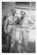 SOLDIER BOYS Found Photograph BLACK AND WHITE Original WW2 ERA Vintage 210 40 E