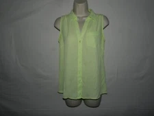 Womens The Limited S Ashton sleeveless blouse top lime green button down shirt