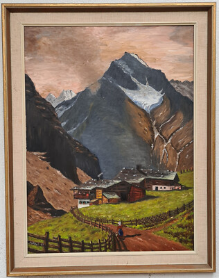 Ölgemälde Gemälde Oil Painting Meisterwerk Landschaft Stadt Menschen Berge  81