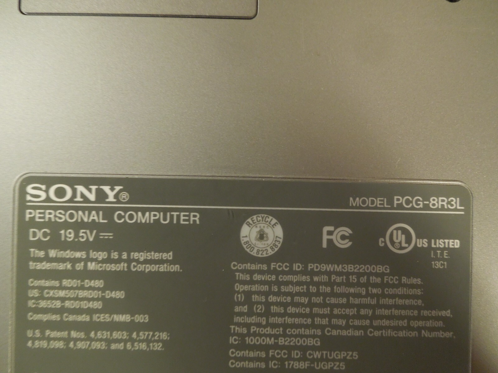 Sony VAIO PCG-8R3L Laptop Computer -17"Screen -Window 7 -80 GB HDD -1.50GB Ram - Picture 12 of 12