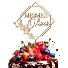 Personalised Wooden Wedding Cake Topper Mr & Mrs - Anniversary Decor