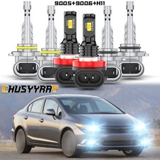 For Honda Civic 2006 2007-2013 LED Headlight High Low Fog Light Bulbs Combo A 