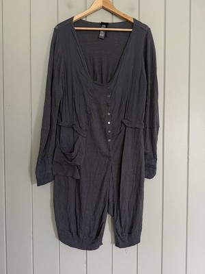 Lilith France Cardigan Sweater L Large Longline Boho Gray Lagenlook Button Front