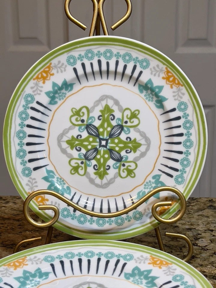 "Juego de 6 platos de ensalada medallón boho Threshold 8"" patrón global multicolor EC" Foto 3 de 4