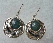 Sterling Silver Roman Glass Dangle Earrings