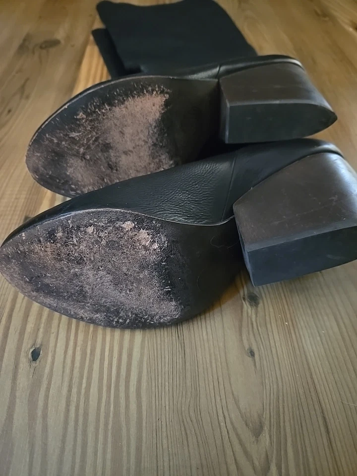 Bota Alta Coclico España Cuero Negra Con Tacón Marrón Talla 39 - 8.5 US Mujer Foto 3 de 4