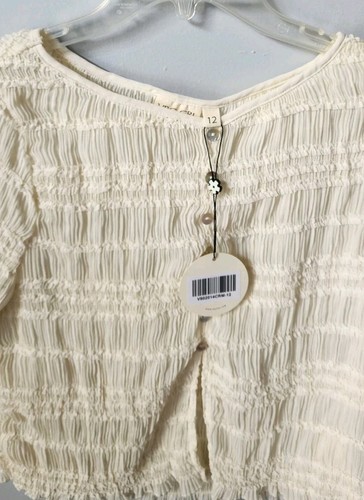 NEW VRG GRL Women's Sofia Top Cream Ruffled Button Front Top Size 12 NWT $90 - Picture 2 of 9