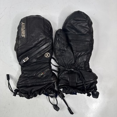 SWANY Tri-Plex SX-44 Black Leather Ski Winter Mittens Gloves Size Men's Small