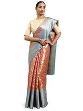 MIMOSA Women's Kanjivaram Art Silk Saree With Unstiched Brocade Blouse -
